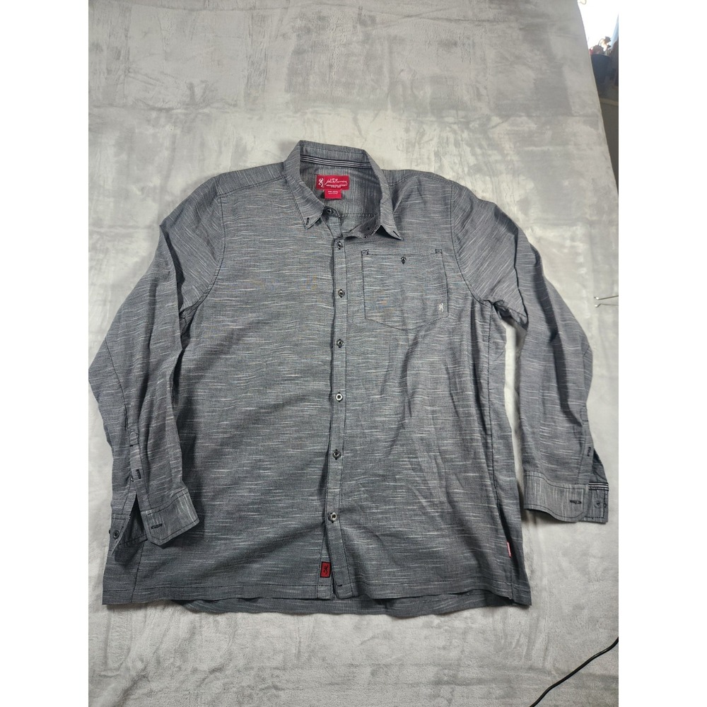 John M Browning Heritage‎ Collection Shirt 2XL Button Up Long Sleeve Grey Men's